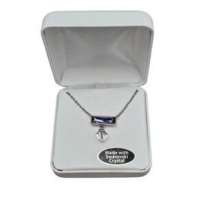 Swarovski Purple Rectangle Crystal Necklace Pendant